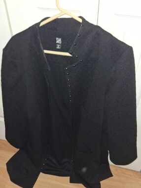 Black Embellished Open-Front Women's Blazer